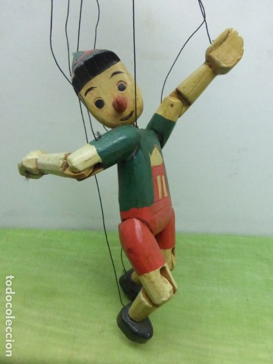 Juguetes antiguos y Juegos de colecci&oacute;n: Bonito Pinocho Articulado de Madera - Marioneta de Hilos - T&iacute;tere, Gui&ntilde;ol.