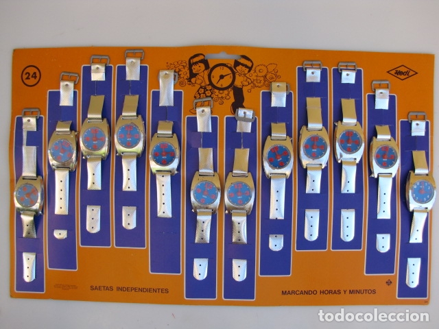 Juguetes antiguos y juegos de colecci&oacute;n: Blister de 12 relojes Heidi. Kiosco. A&ntilde;os 70