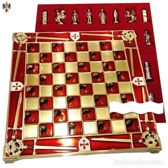Altes Spielzeug und Spiele: AJEDREZ TEMPLARIO MEDIEVAL + TABLERO ESMALTADO. 25 CMS