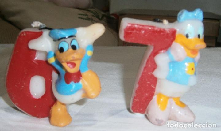 Juguetes antiguos y juegos de colecci&oacute;n: dos velas coleccion disney los mu&ntilde;ecos son de cera n&ordm; 6 y 7
