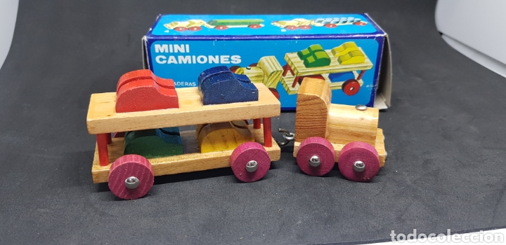 Altes Spielzeug und Spiele: Antiguo juguete - Mini camiones - madera - car172