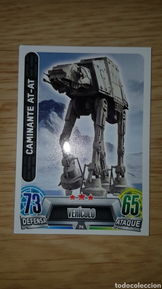 Juguetes antiguos y juegos de colecci&oacute;n: Carta cromo Star Wars Caminante AT-AT veh&iacute;culo 74 trading card toops Force Attax Carrefour colecci&oacute;n