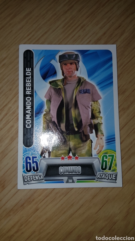 Juguetes antiguos y juegos de colecci&oacute;n: Carta cromo Star Wars comando rebelde 38 trading card toops Force Attax Carrefour colecci&oacute;n