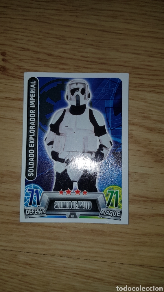 Juguetes antiguos y juegos de colecci&oacute;n: Carta cromo Star Wars Soldado de asalto explorador imperial trading card toops Force Attax Carrefour