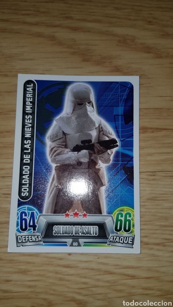 Juguetes antiguos y juegos de colecci&oacute;n: Carta cromo Star Wars soldado de las nieves imperial 60 trading card toops Force Attax Carrefour