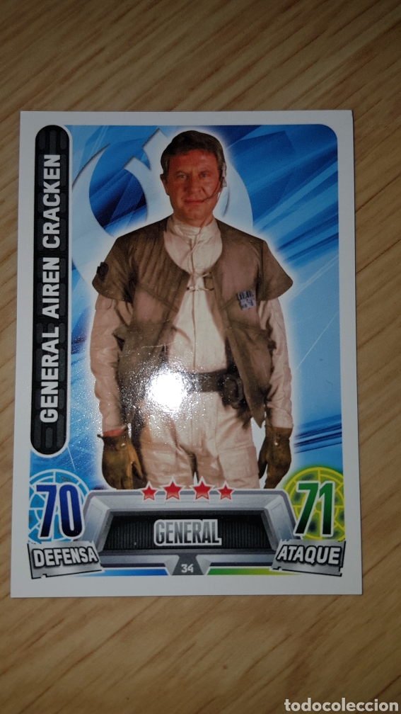 Juguetes antiguos y juegos de colecci&oacute;n: Carta cromo Star Wars general Airen Cracken 34 trading card toops Force Attax Carrefour colecci&oacute;n