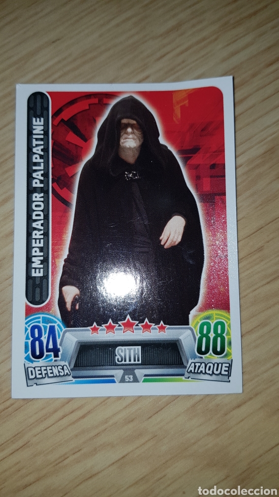 Juguetes antiguos y juegos de colecci&oacute;n: Carta cromo Star Wars Sith emperador Palpatine 53 trading card toops Force Attax Carrefour