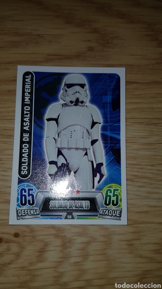 Juguetes antiguos y juegos de colecci&oacute;n: Carta cromo Star Wars soldado de asalto imperial 59 trading card toops Force Attax Carrefour
