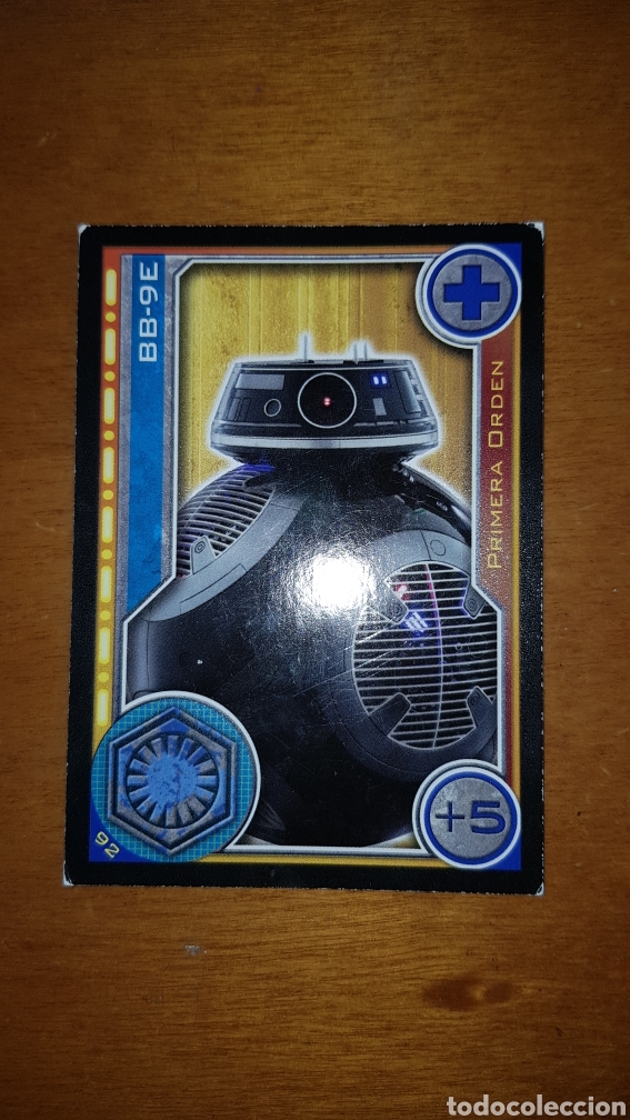 Juguetes antiguos y juegos de colecci&oacute;n: Carta cromo Star Wars BB-9E droide 92 Resistencia El camino de los Jedi trading card toops Carrefour