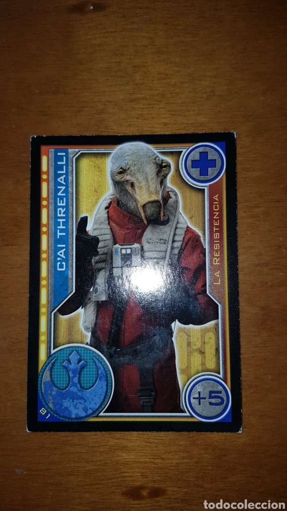 Juguetes antiguos y juegos de colecci&oacute;n: Carta cromo Star Wars C'AI Threnalli 81 El camino de los Jedi trading card toops Carrefour
