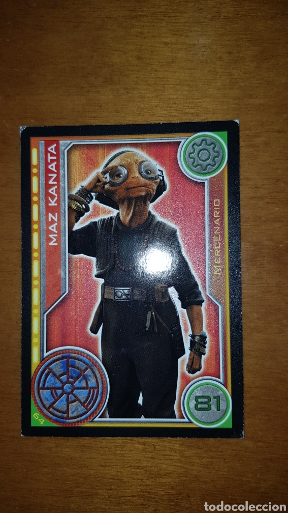 Juguetes antiguos y juegos de colecci&oacute;n: Carta cromo Star Wars Maz Kanata 64 El camino de los Jedi trading card toops Carrefour
