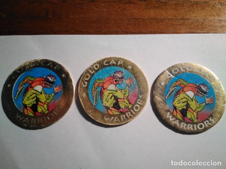 Juguetes antiguos y Juegos de colecci&oacute;n: 3 Tazos Gold Caps repetidos (con diferentes estados de conservaci&oacute;n)