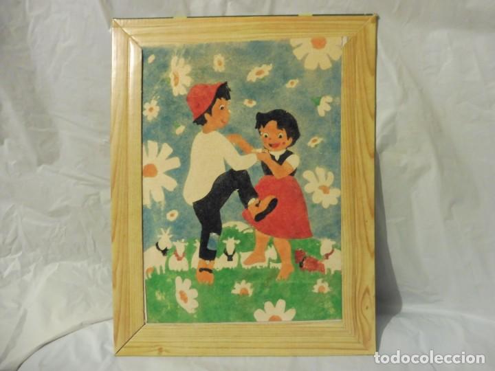 Juguetes antiguos y Juegos de colecci&oacute;n: Cuadro aterciopelado Pedro y Heidi Floc 2002 Made in Spain a&ntilde;os 70