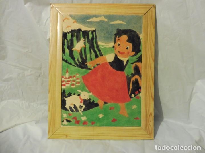 Juguetes antiguos y Juegos de colecci&oacute;n: Cuadro aterciopelado Heidi Floc 2002 Made in Spain a&ntilde;os 70