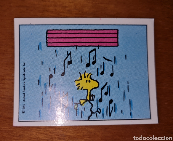 Juguetes antiguos y Juegos de colecci&oacute;n: Cromo pegatina antigua Snoopy 98 sin pegar Panini tormenta m&uacute;sica notas musicales
