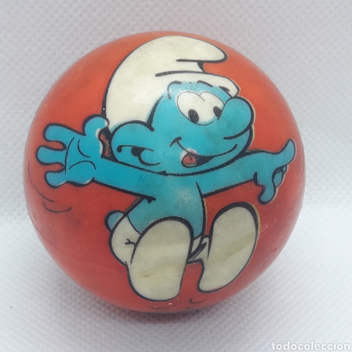 Juguetes antiguos y Juegos de colecci&oacute;n: Pelota de goma. Los Pitufos. Peyo