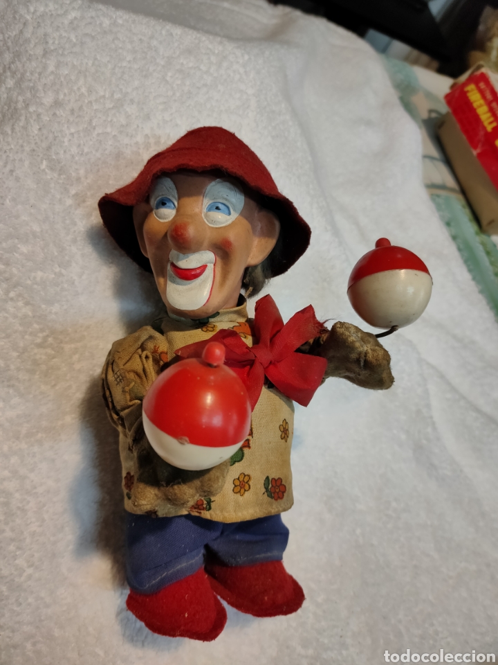 Brinquedos antigos e Jogos de cole&ccedil;&atilde;o: PAYASO DE CUERDA /GOMA Y PAPEL MACH&Eacute; a&ntilde;os 50 , 23x13x14 ctms