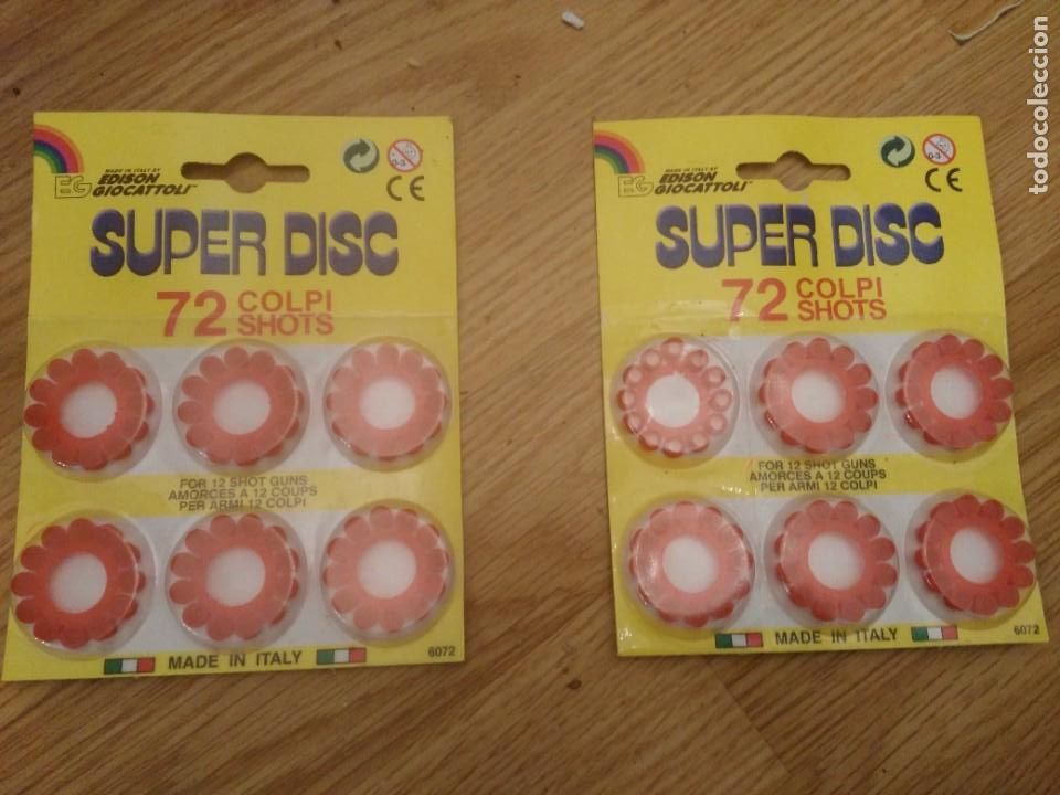 Brinquedos antigos e Jogos de cole&ccedil;&atilde;o: 2 juegos de 72 pistones cada uno - made in italy - super disc - 72 colpi shots-edison giocattoli