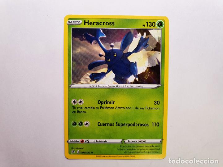 Juguetes antiguos y Juegos de colecci&oacute;n: CARTA POKEMON - CHOQUE REBELDE- A&Ntilde;O 2020 - POCO COMUN - HERACROSS - N&ordm; 6