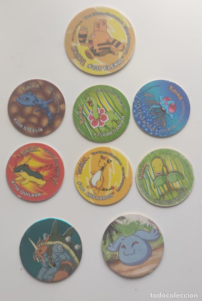 Juguetes antiguos y juegos de colecci&oacute;n: LOTE DE 7 TAZOS DE POKEMON (1 gingantazo), + DOS de DIGIMON . MATUTANO