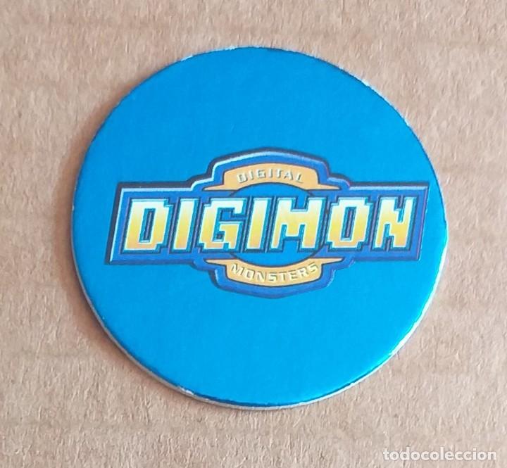 Juguetes antiguos y juegos de colecci&oacute;n: Tazo N&ordm; 1 DIGIMON Digital Monsters Fondo azul de MAGIC BOX INT.