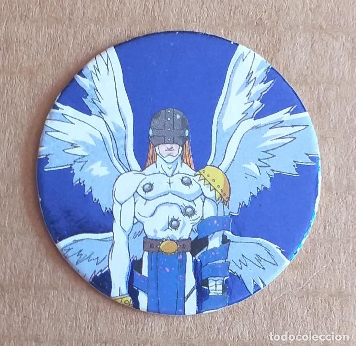 Juguetes antiguos y juegos de colecci&oacute;n: Tazo N&ordm; 66 DIGIMON Angemon Fondo azul de MAGIC BOX INT.