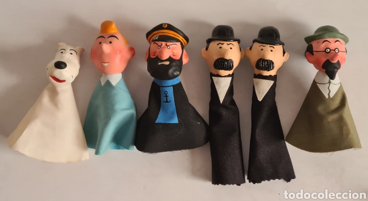 Juguetes antiguos y juegos de colecci&oacute;n: Marionetas para Dedos Personajes C&oacute;mic Herg&eacute; Mil&uacute; Tint&iacute;n Haddock Detectives Tornasol Papel Mach&eacute;