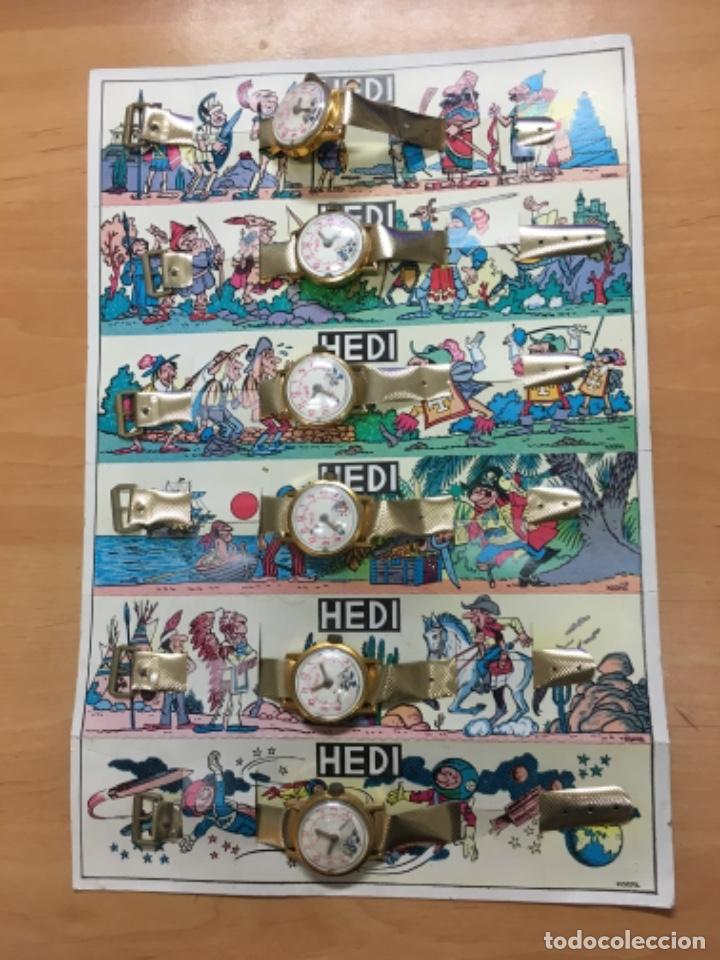 Giocattoli antichi e Giochi di collezione: Blister con 6 relojes de juguete con ilustraciones de KARPA