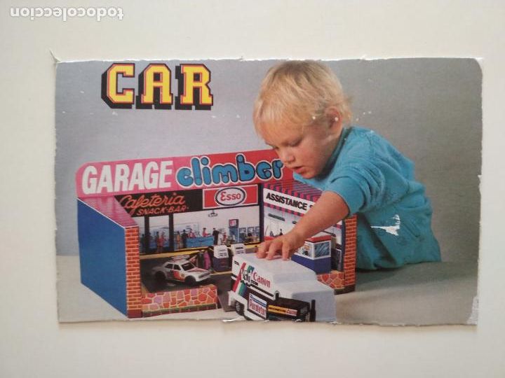 Juguetes antiguos y juegos de colecci&oacute;n: FRAGMENTO DE CARTULINA CAJA DE UN JUGUETE CAR GARAGE CLIMBER CAFETERIA SNACK BAR ESSO CAMI&Oacute;N CANON