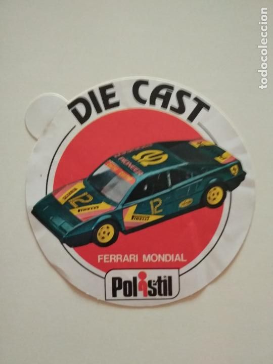 Juguetes antiguos y juegos de colecci&oacute;n: PEGATINA ADHESIVO JUGUETE COCHE FERRARI MONDIAL DIE CAST POLISTIL MOTOR