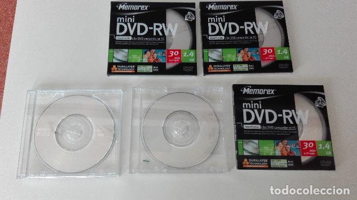 Juguetes antiguos y Juegos de colecci&oacute;n: MEMOREX 5 MINI DVD RW (3 PRECINTADOS) PARA VIDEOC&Aacute;MARA O PC