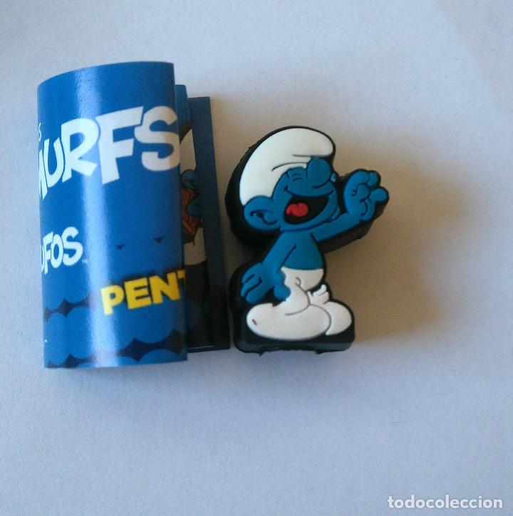 Juguetes antiguos y Juegos de colecci&oacute;n: pentop pen top smurfs pitufos hacendado mercadona mu&ntilde;eco figura para lapiz topper de huevo sorpresa