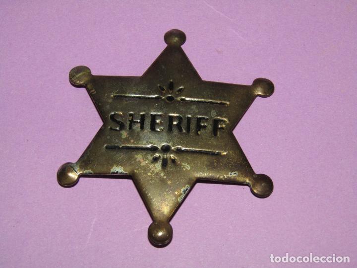 Juguetes antiguos y juegos de colecci&oacute;n: Antigua Estrella de SHERIFF en Chapa de Juguete