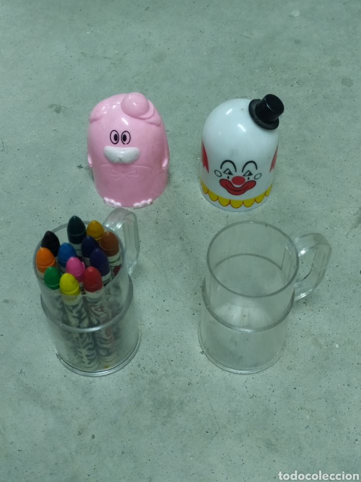 Juguetes antiguos y Juegos de colecci&oacute;n: BOTE DE L&Aacute;PICES - CERDITO Y PAYASO - A&Ntilde;OS 80 - L&Aacute;PICES CLOWN