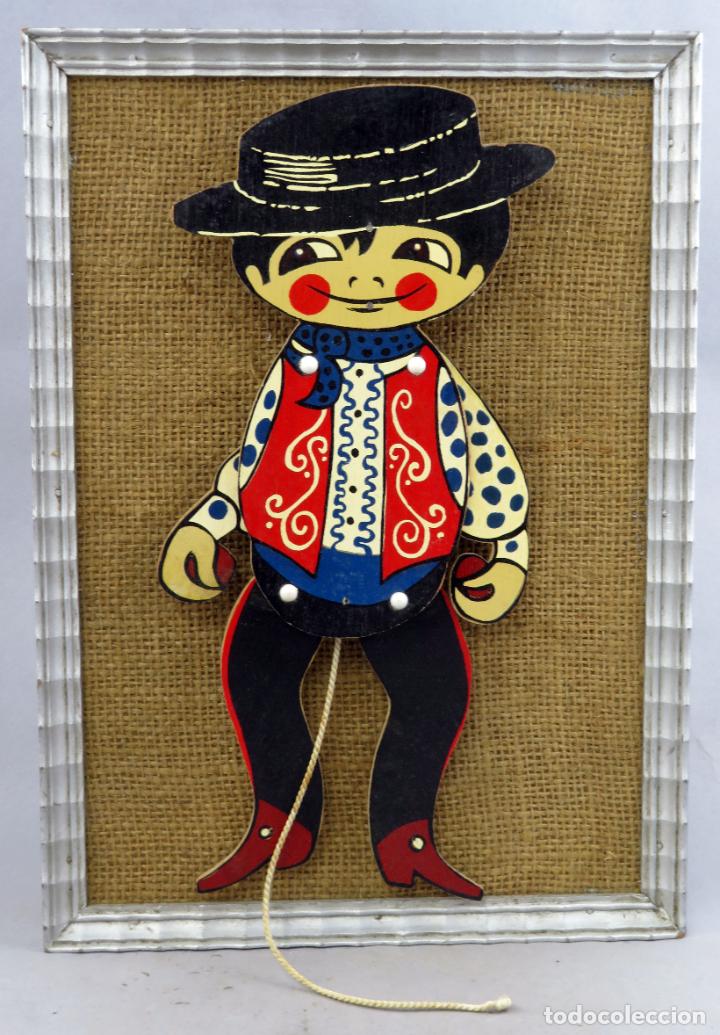 Juguetes antiguos y Juegos de colecci&oacute;n: Marioneta bailaor flamenco con casta&ntilde;uelas madera pintada a&ntilde;os 70 - 80