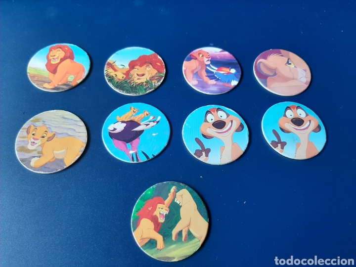 Juguetes antiguos y Juegos de colecci&oacute;n: Tazo Lote 9 tazos Rey Le&oacute;n Panini Caps Disney