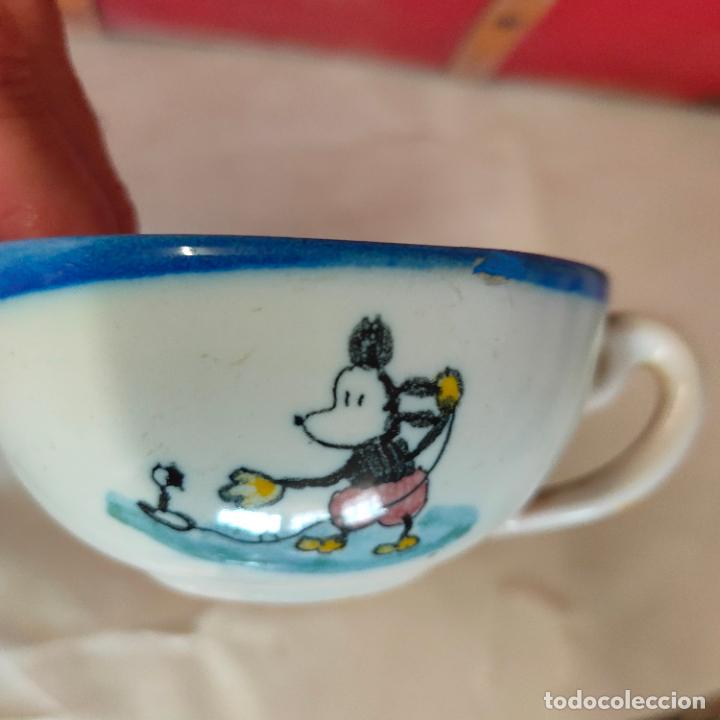 Juguetes antiguos y juegos de colecci&oacute;n: Taza antigua de ceramica con dibujos de Mickey Mouse en sus comienzos. Ibero Tanagra