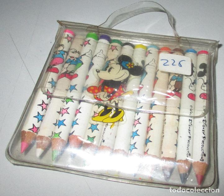 Juguetes antiguos y juegos de colecci&oacute;n: Antiguo estuche l&aacute;pices de colores, Walt Disney, Mickey Mouse, Minnie, 80'S