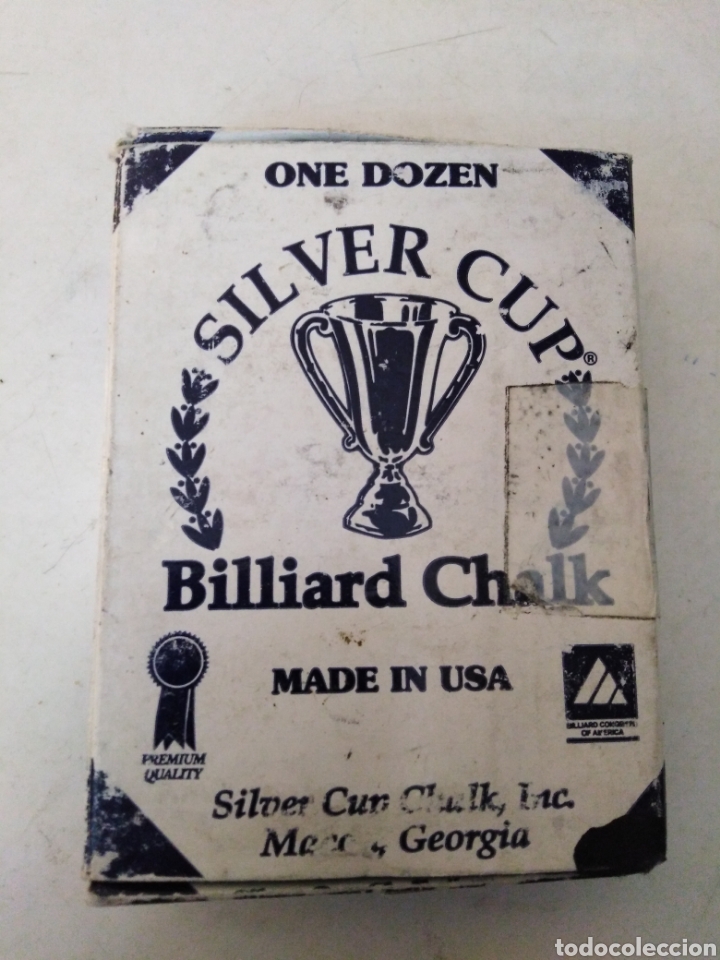 Brinquedos antigos e Jogos de cole&ccedil;&atilde;o: Lote de 12 tacos de billar silver cup billiard chalk ( made in usa - Georgia )