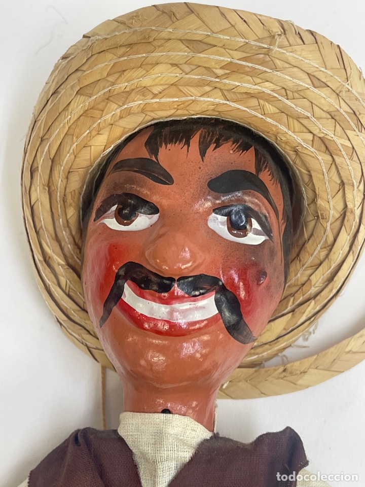 Marioneta de cuerda vintage títere campesino mexicano papel maché papel  maché 16