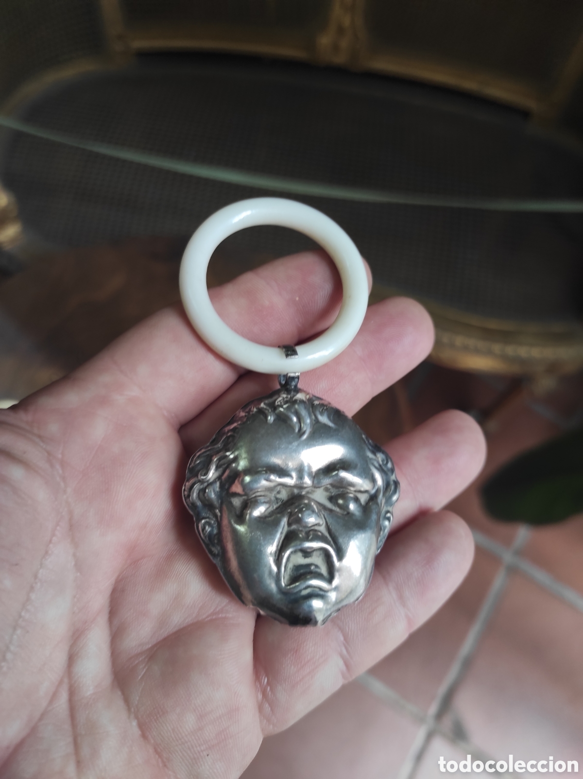 Juguetes antiguos y Juegos de colecci&oacute;n: Antiguo Sonajero Beb&eacute; Doble Cara