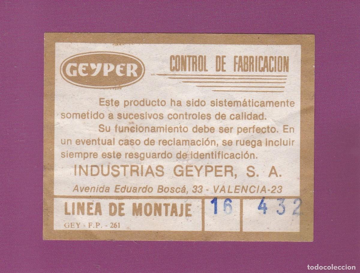 Juguetes antiguos y Juegos de colecci&oacute;n: GEYPER. CONTROL DE FABRICACION. LINEA DE MONTAJE - INDUSTRIAL GEYPER, S.A. (VALENCIA)