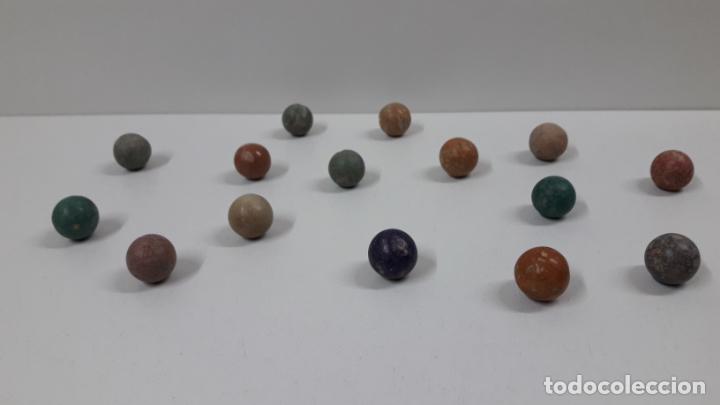 Juguetes antiguos y Juegos de colecci&oacute;n: CANICAS ANTIGUAS . 15 UNIDADES . REALIZADAS EN BARRO COCIDO