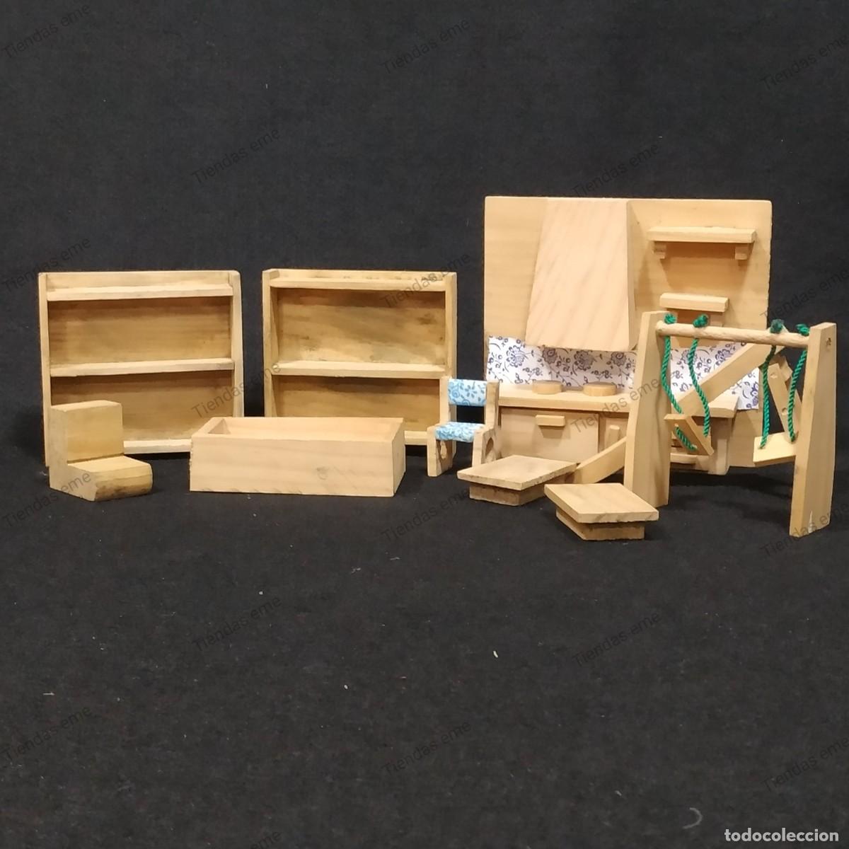 Juguetes antiguos y Juegos de colecci&oacute;n: CONJUNTO DE MADERA CASA DE MU&Ntilde;ECAS A&Ntilde;OS 70