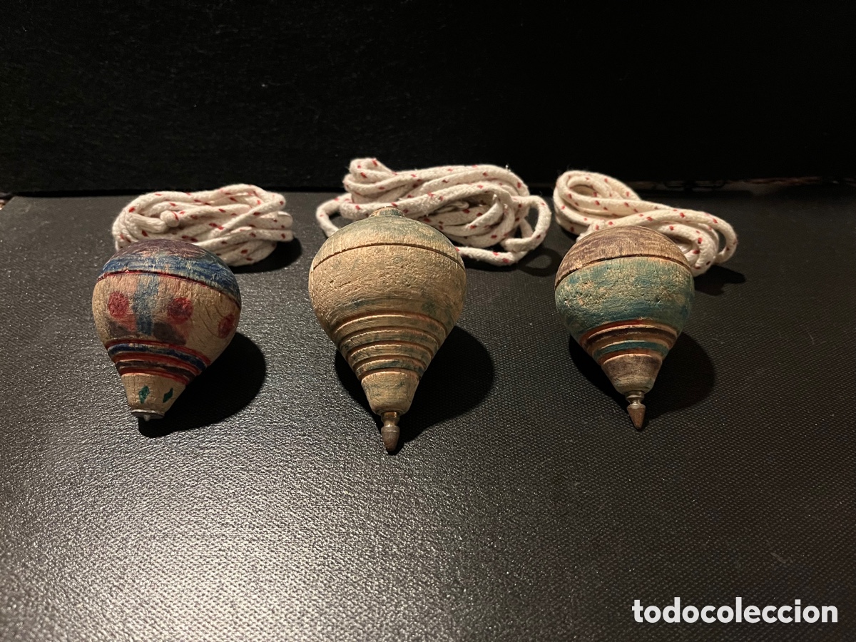 Juguetes antiguos y Juegos de colecci&oacute;n: Antiguas peonzas de madera