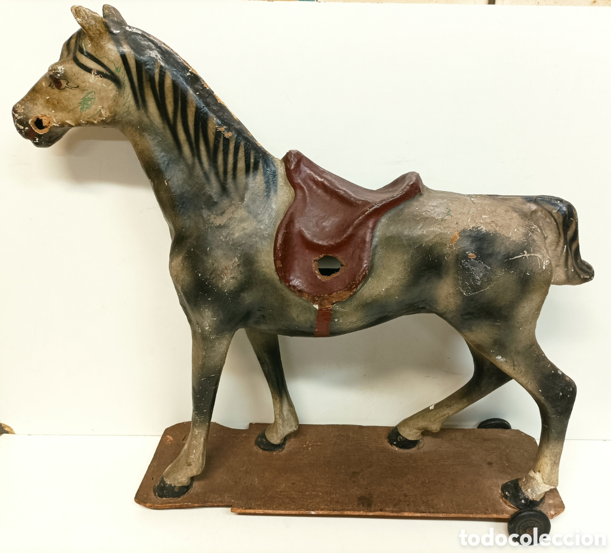antiguo caballo cartón piedra, juguete años 50, - Compra venta en