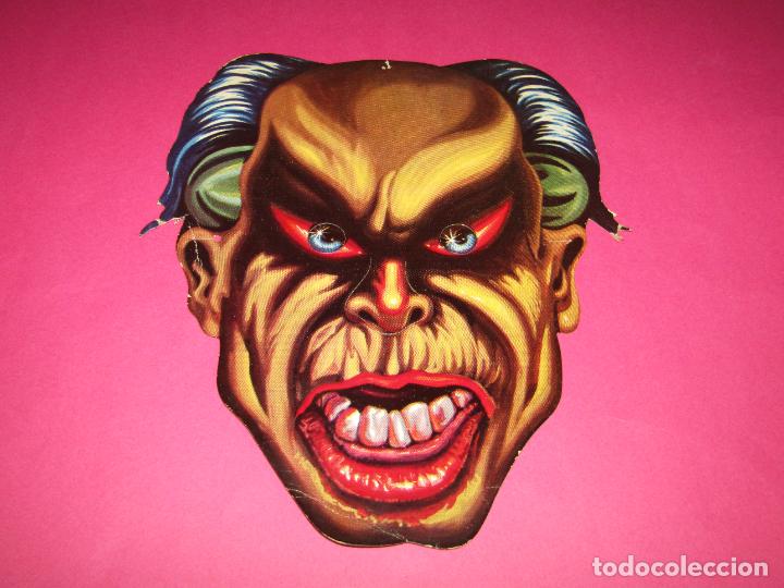 Juguetes antiguos y juegos de colecci&oacute;n: Antigua Careta Monstruo Terror de Cartoncillo Troquelado - A&ntilde;o 1980s.