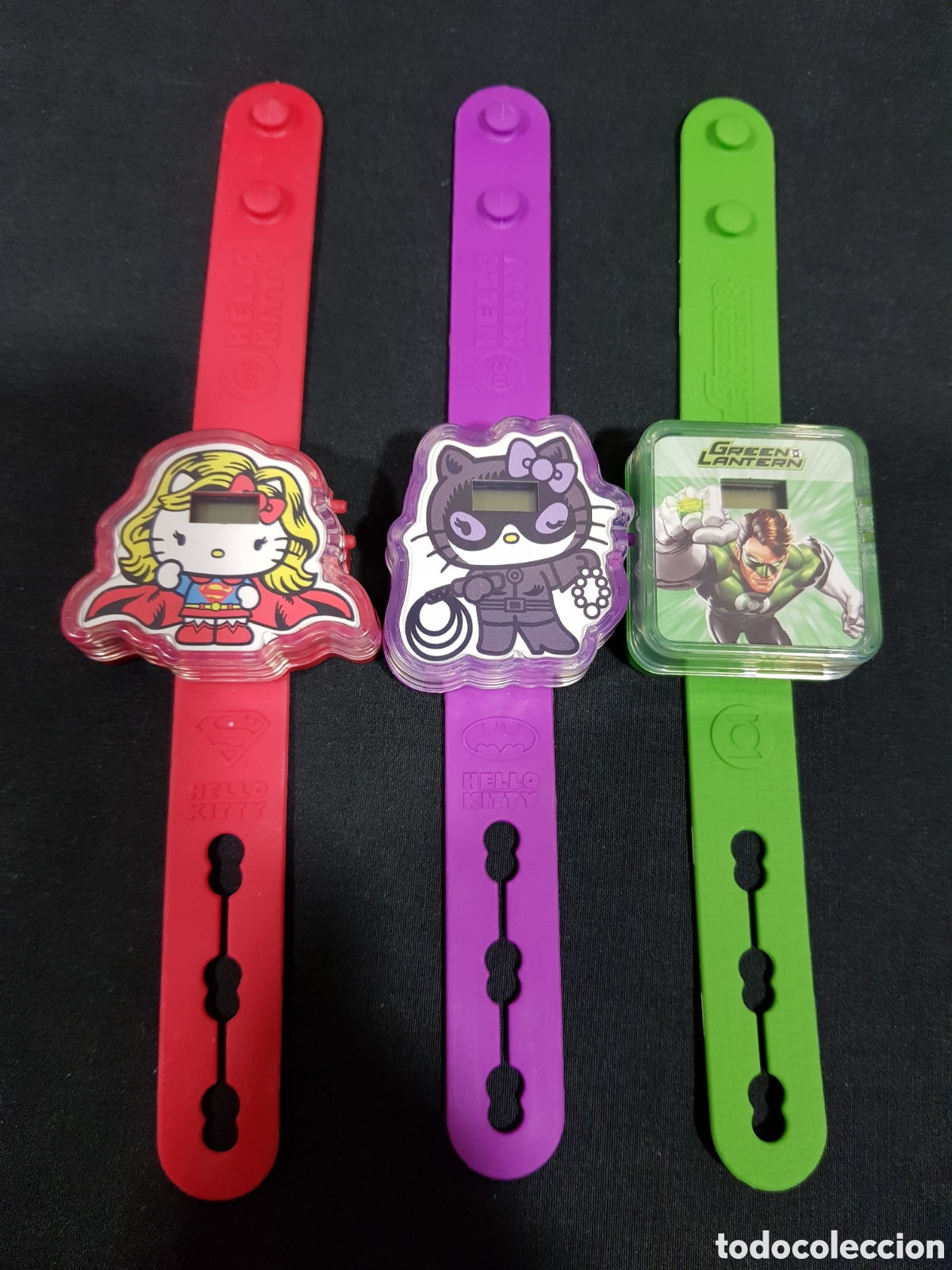 Juguetes antiguos y Juegos de colecci&oacute;n: Lote 3 Reloj Infantil McDonald's 2015 DC Comics Hello Kitty Super Woman Linterna Verde Catwoman