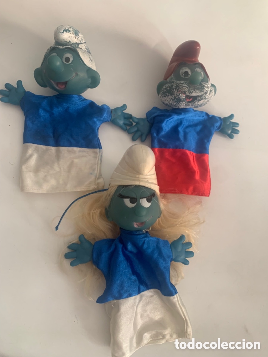 Juguetes antiguos y Juegos de colecci&oacute;n: Lote gui&ntilde;ol marioneta de los pitufos 1983 comercial trives peyo epochQ