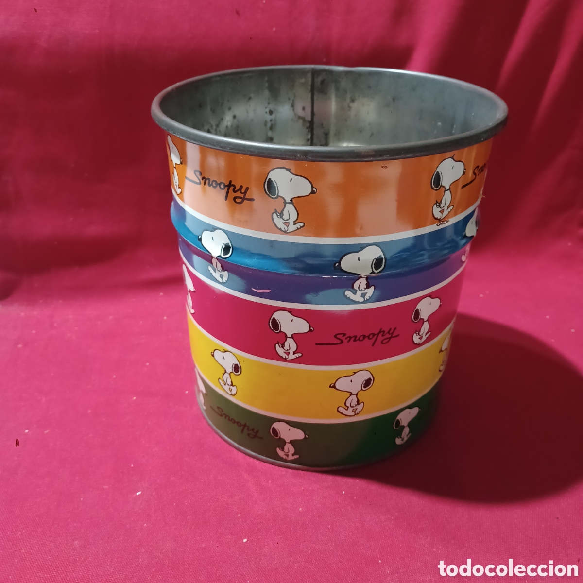 Juguetes antiguos y Juegos de colecci&oacute;n: Peque&ntilde;a papelera con serigrafia Snoopy 1958